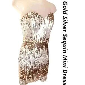 Gorgeous Gold Silver Sequin Mini Dress
